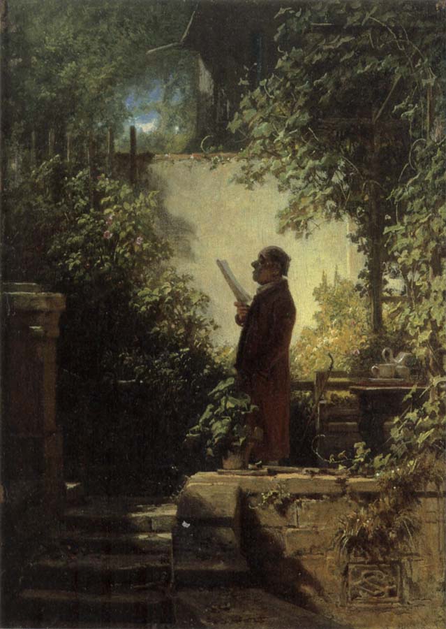 Man Reading the Newspaper in His Garden